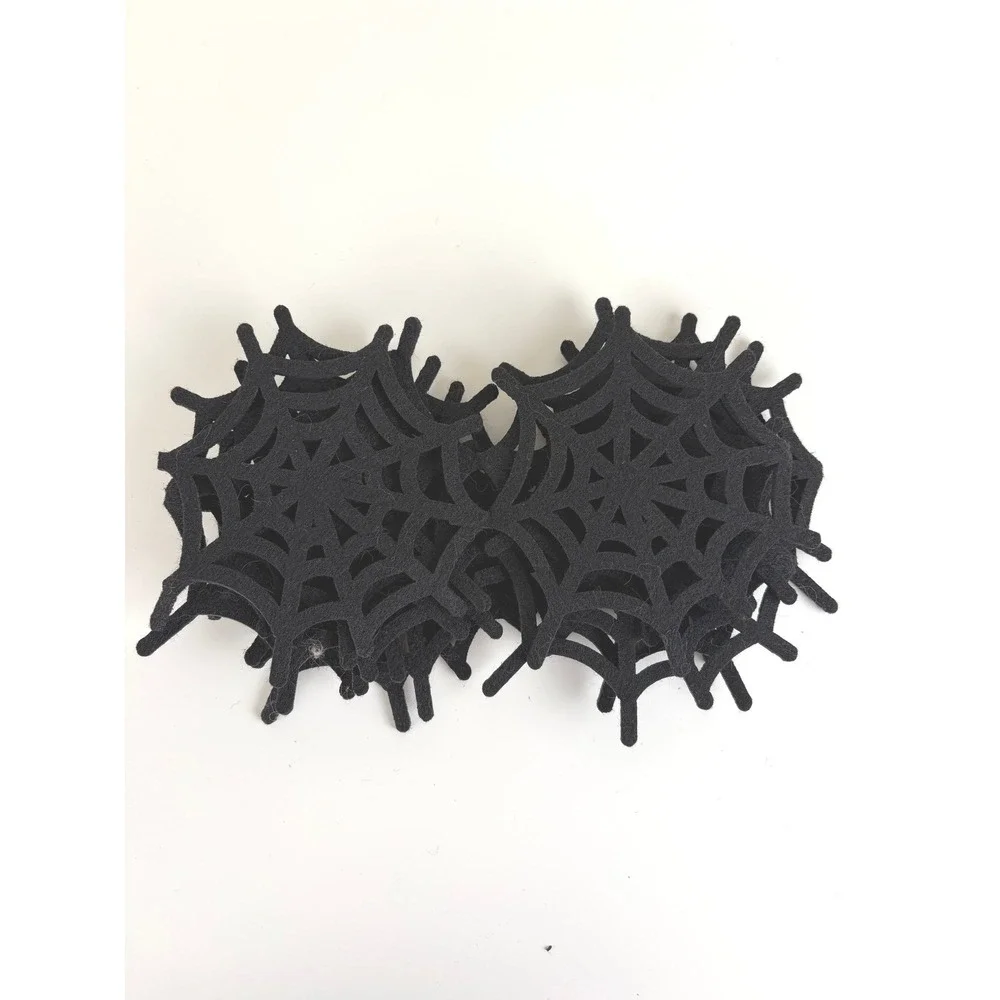 Crate & Barrel Halloween Felt Spider Web Garland Black 60